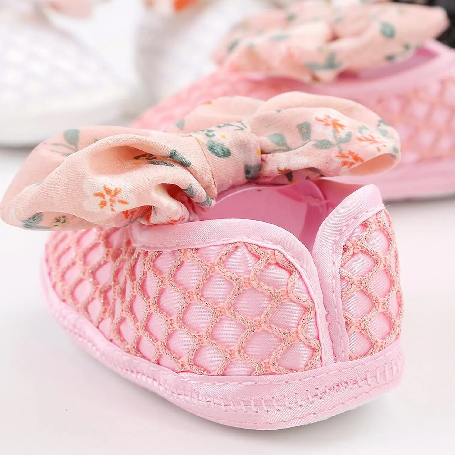 0 to 1 Year Old Baby Shoes Hair Band Set Cute Bow Princess Shoes 3 5 7 9 Months Soft Soled Walking Shoes for Toddler