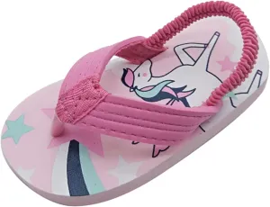 2022 Cute Girls Eva with Adjustable & Flops for Kids Beach Strap Boys Toddler Flip Silver Shoes (Hot Pink, 18-24Months)