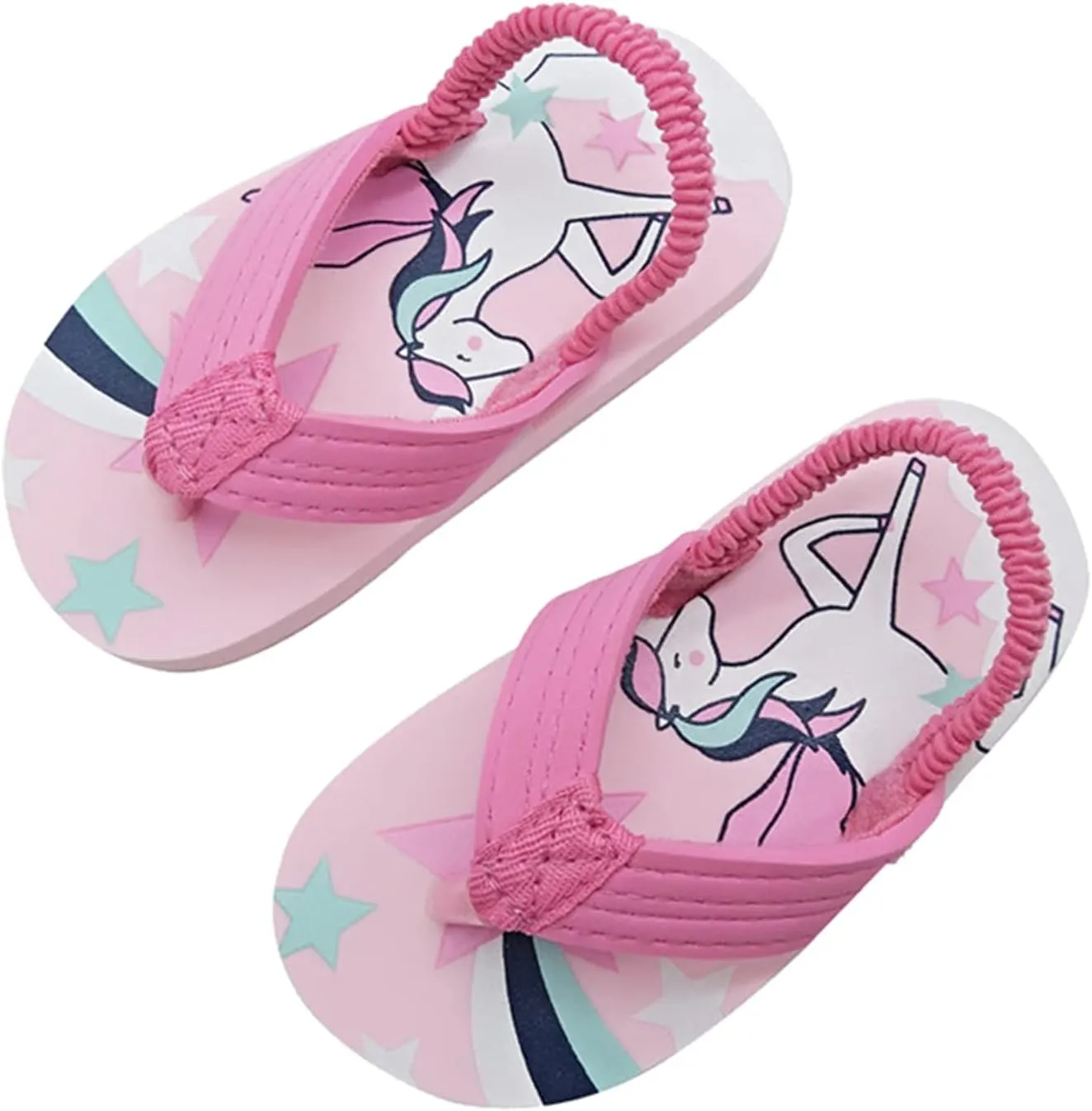 2022 Cute Girls Eva with Adjustable & Flops for Kids Beach Strap Boys Toddler Flip Silver Shoes (Hot Pink, 18-24Months)