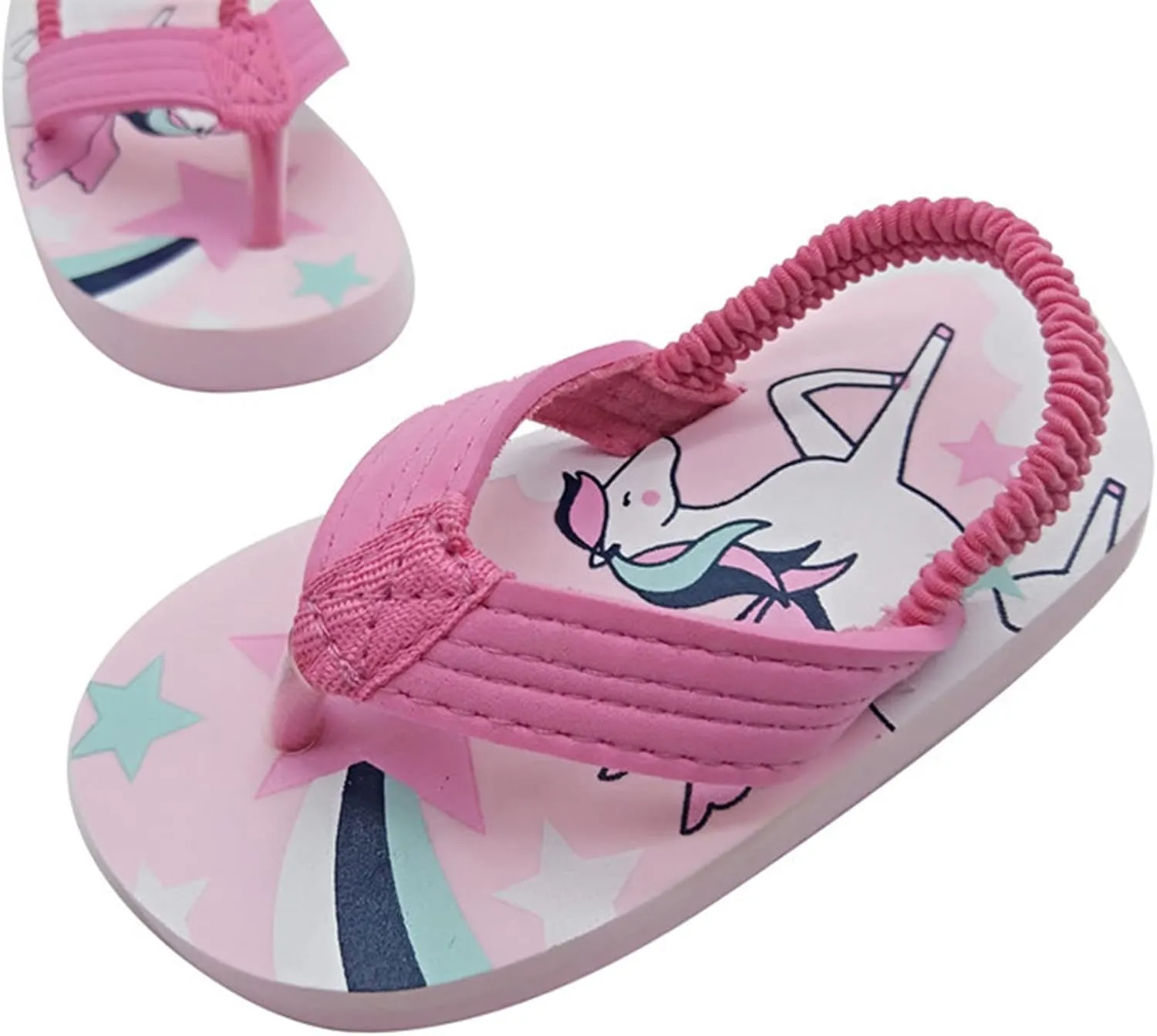2022 Cute Girls Eva with Adjustable & Flops for Kids Beach Strap Boys Toddler Flip Silver Shoes (Hot Pink, 18-24Months)