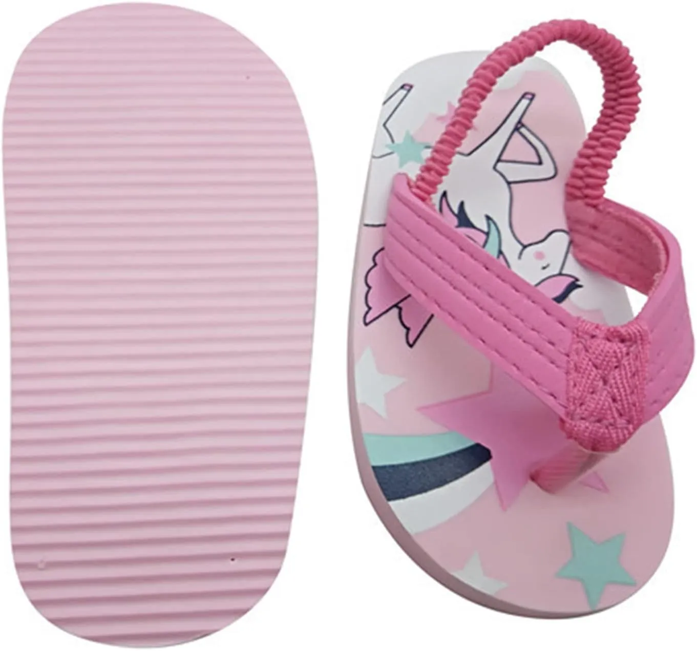 2022 Cute Girls Eva with Adjustable & Flops for Kids Beach Strap Boys Toddler Flip Silver Shoes (Hot Pink, 18-24Months)