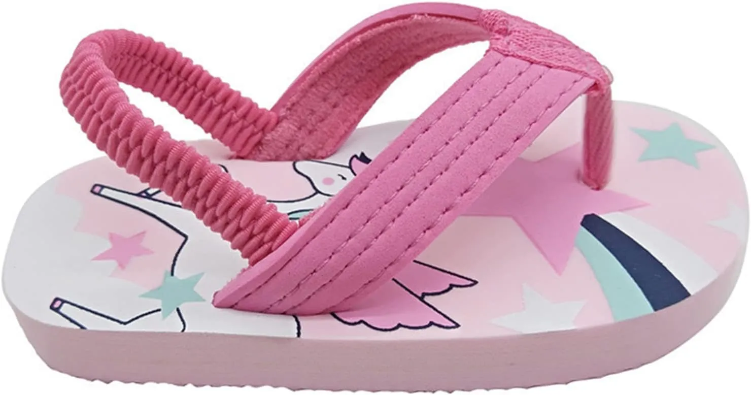2022 Cute Girls Eva with Adjustable & Flops for Kids Beach Strap Boys Toddler Flip Silver Shoes (Hot Pink, 18-24Months)