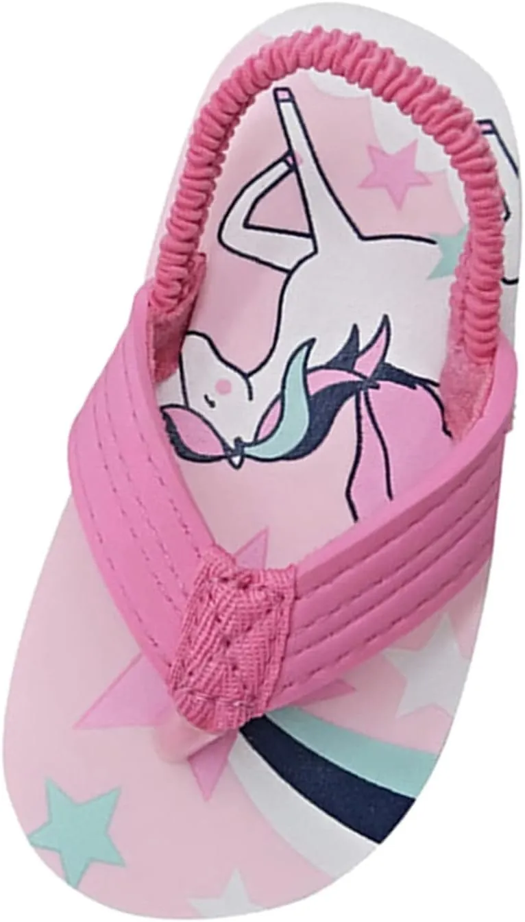 2022 Cute Girls Eva with Adjustable & Flops for Kids Beach Strap Boys Toddler Flip Silver Shoes (Hot Pink, 18-24Months)