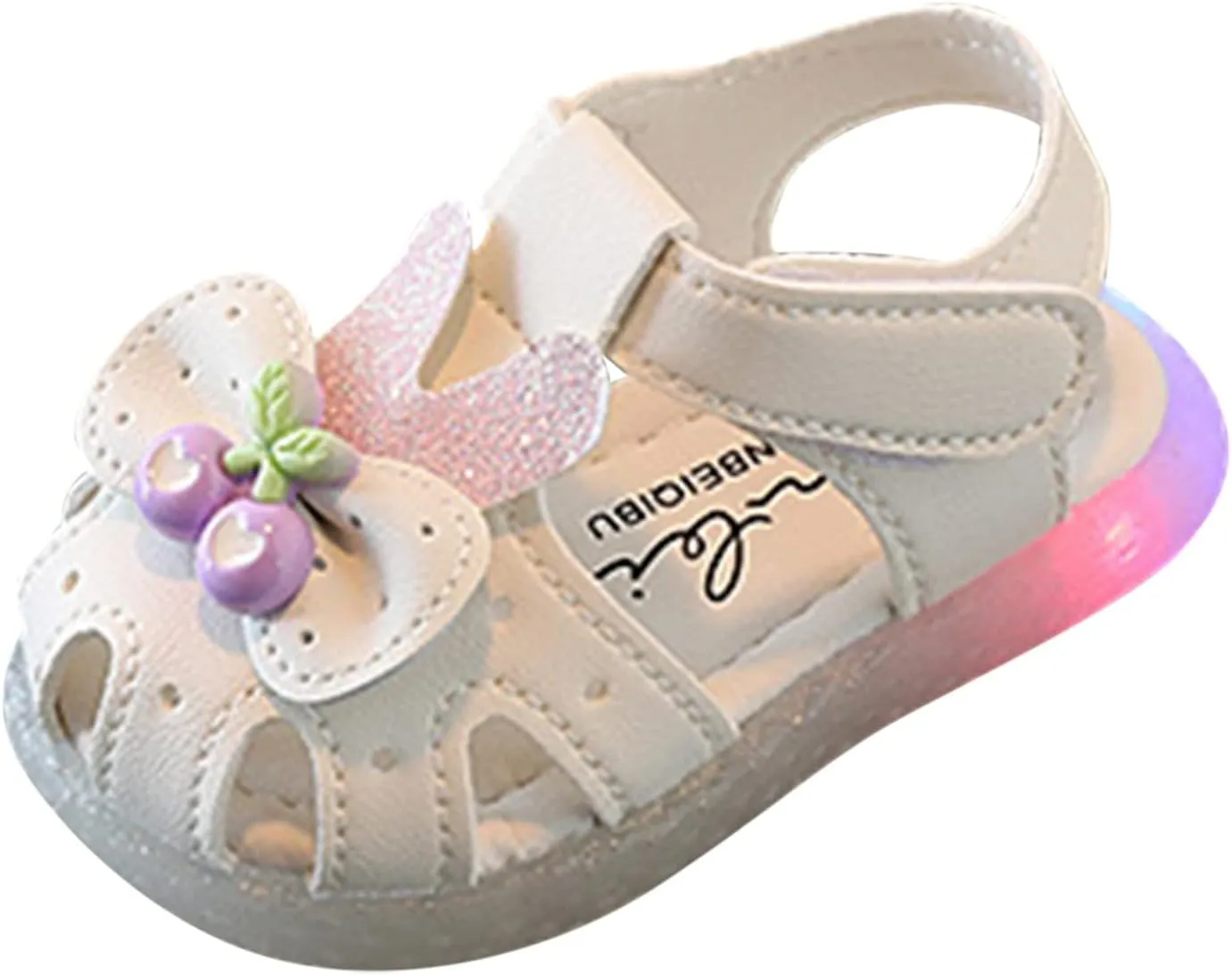 2025 Children Girls Light Up Leg Closed Toe Sandals Shoes Flat Comfortable Soft Soft Sole Baotou Walking Sandals