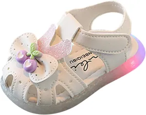 2025 Children Girls Light Up Leg Closed Toe Sandals Shoes Flat Comfortable Soft Soft Sole Baotou Walking Sandals
