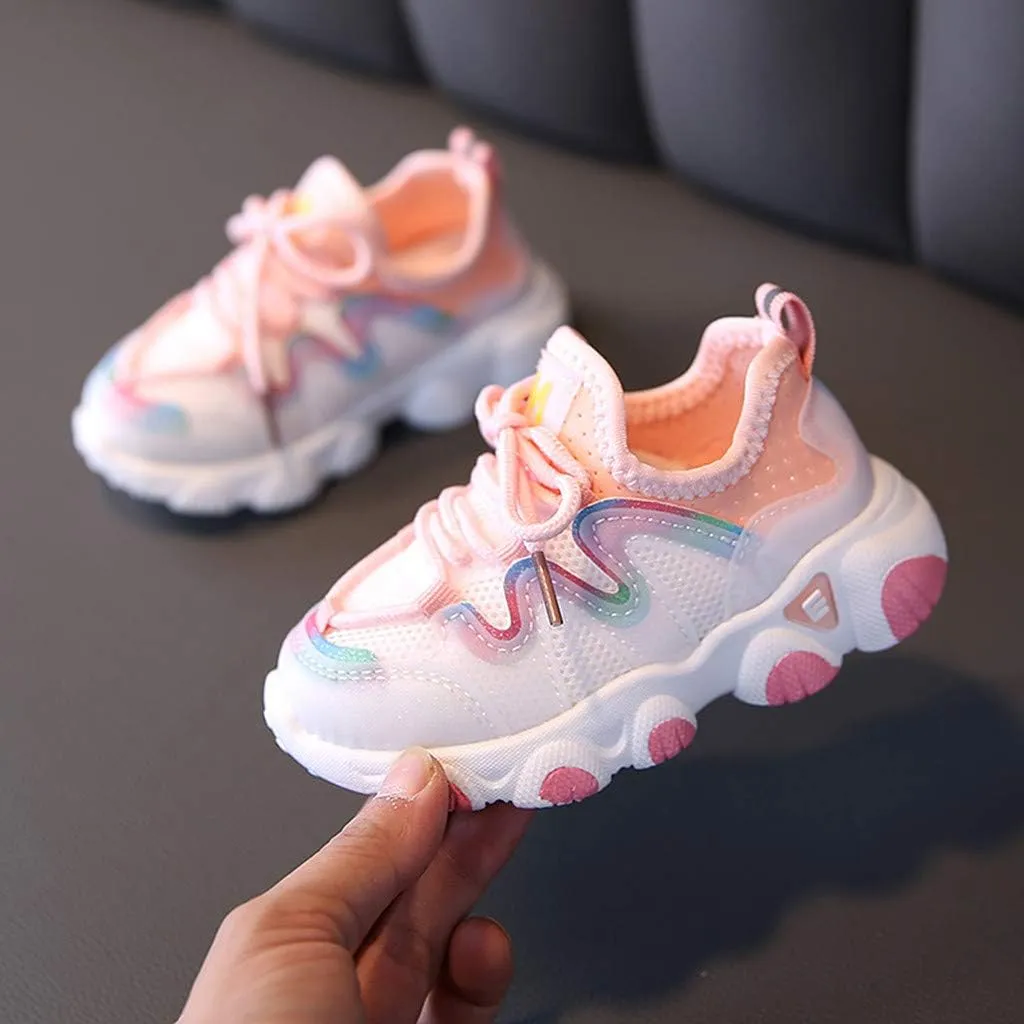 6 Wide Baby Soft Up Shoes Toddler Breathable Infant Kids Girls Lace Mesh Baby Shoes Baby Girl Light up Shoe