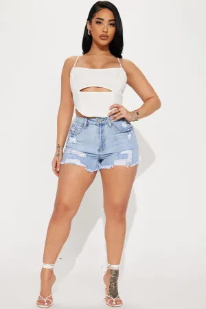 About Us Cut Off Denim Shorts - Light Wash