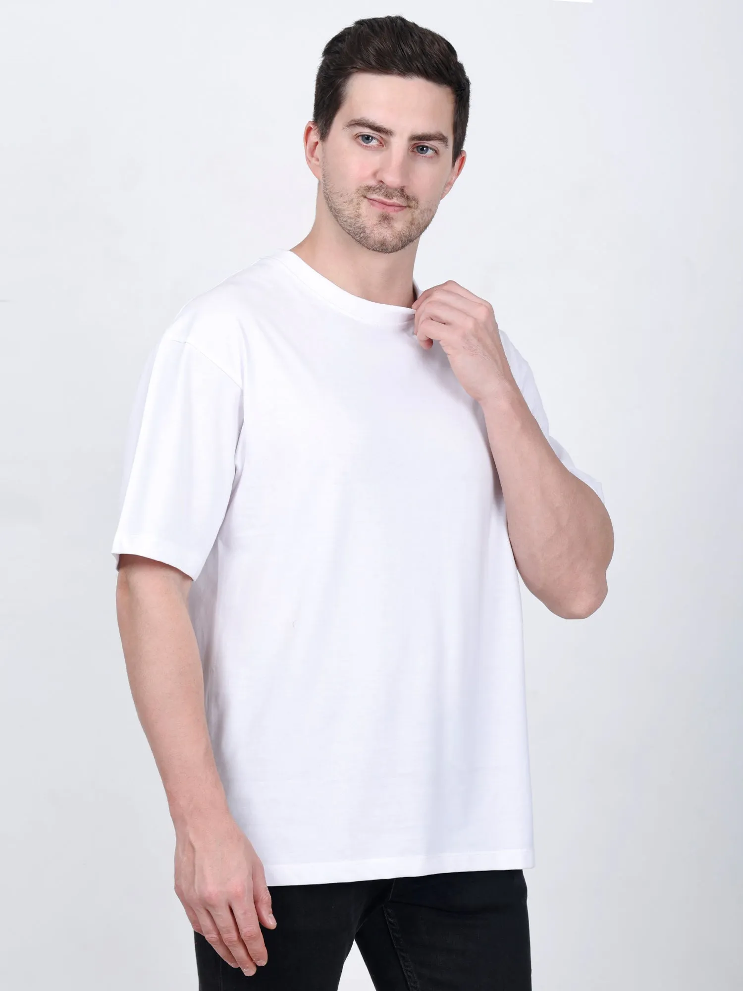 Azure White Oversized Blank Tee