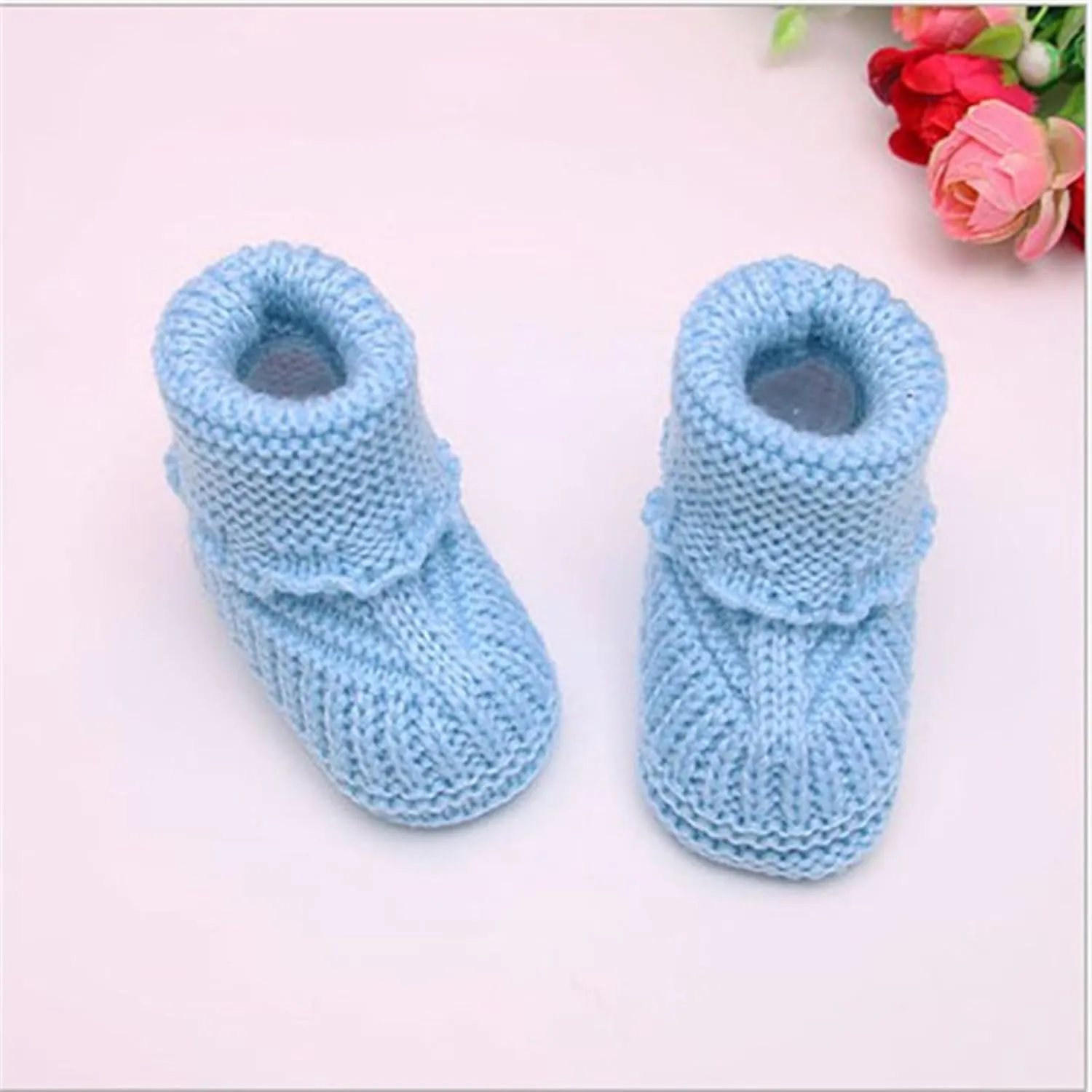 Baby Booties Newborn First Walkers Cozy Shoes Warm Hand Knit Soft Booties for Infant Boy Girl Non Slip Crib Shoes