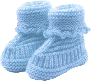 Baby Booties Newborn First Walkers Cozy Shoes Warm Hand Knit Soft Booties for Infant Boy Girl Non Slip Crib Shoes