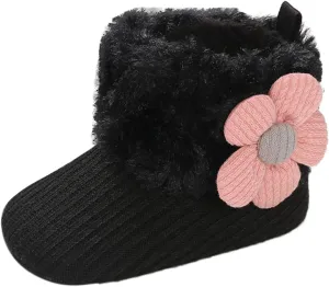 Baby Boy Girl Boots Newborn Shoes Winter Snow Bowknot Anti-Slip Soft Sole Warm Infant Toddler Prewalker Booties