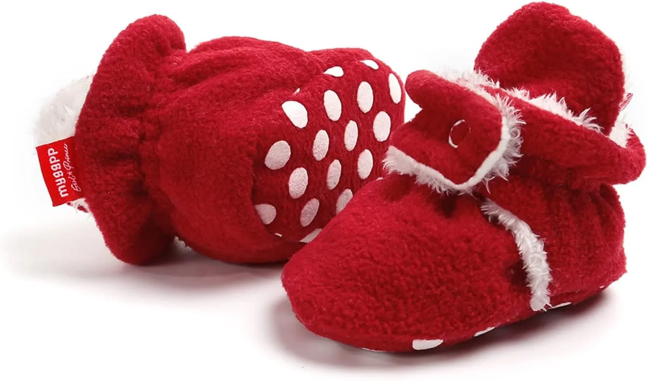 Baby Boy Girl Non-Skid Cozy Crib Shoes Fleece Booties Cotton Newborn Socks Soft Sole Winter Warm 0-18M Baby Slippers