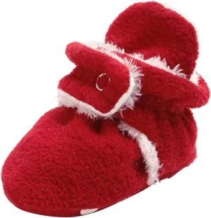 Baby Boy Girl Non-Skid Cozy Crib Shoes Fleece Booties Cotton Newborn Socks Soft Sole Winter Warm 0-18M Baby Slippers