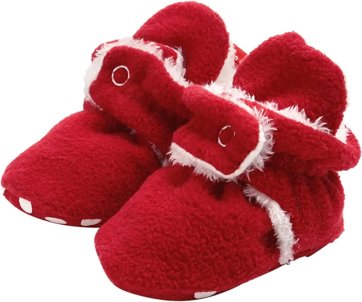 Baby Boy Girl Non-Skid Cozy Crib Shoes Fleece Booties Cotton Newborn Socks Soft Sole Winter Warm 0-18M Baby Slippers