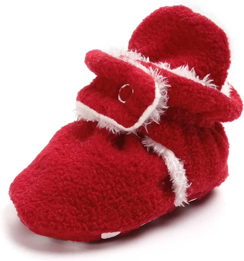 Baby Boy Girl Non-Skid Cozy Crib Shoes Fleece Booties Cotton Newborn Socks Soft Sole Winter Warm 0-18M Baby Slippers