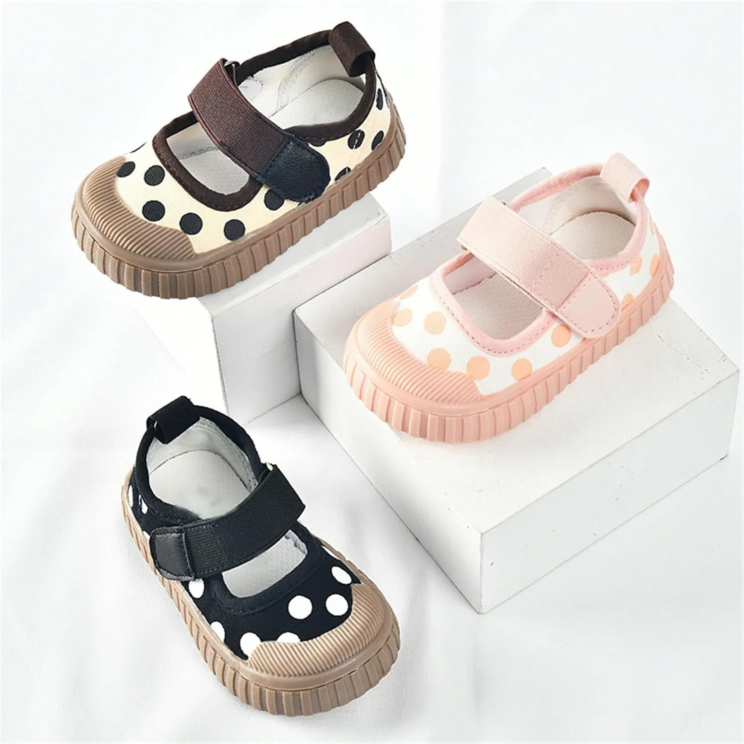 Baby Boy Girl Sneakers Polka Dot Soft Sole Anti-Slip Casual Shoes Toddler Slip on Shoes Breathable Lightweight