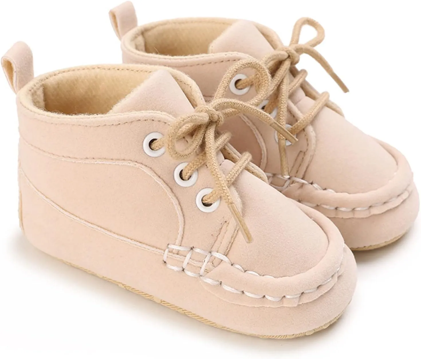 Baby Boy Girl Soft Sole Canvas Shoes High Top Lace Up Infant Ankle Shoes Booties Toddler Newborn (Khaki, 6-12 Months)
