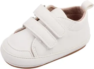 Baby Boys Girls Anti-Slip Sneakers Newborn Toddler Soft Slip On First Walking Leather Shoes for Outdoor Simple Shoes