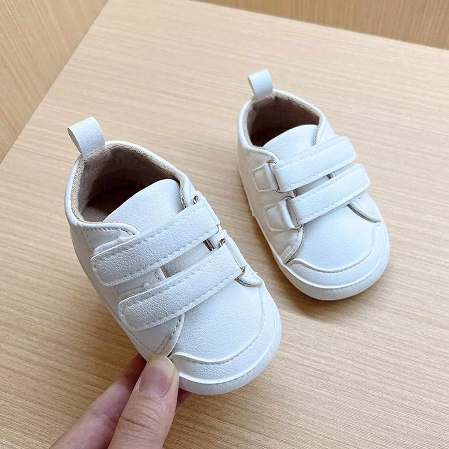 Baby Boys Girls Anti-Slip Sneakers Newborn Toddler Soft Slip On First Walking Leather Shoes for Outdoor Simple Shoes