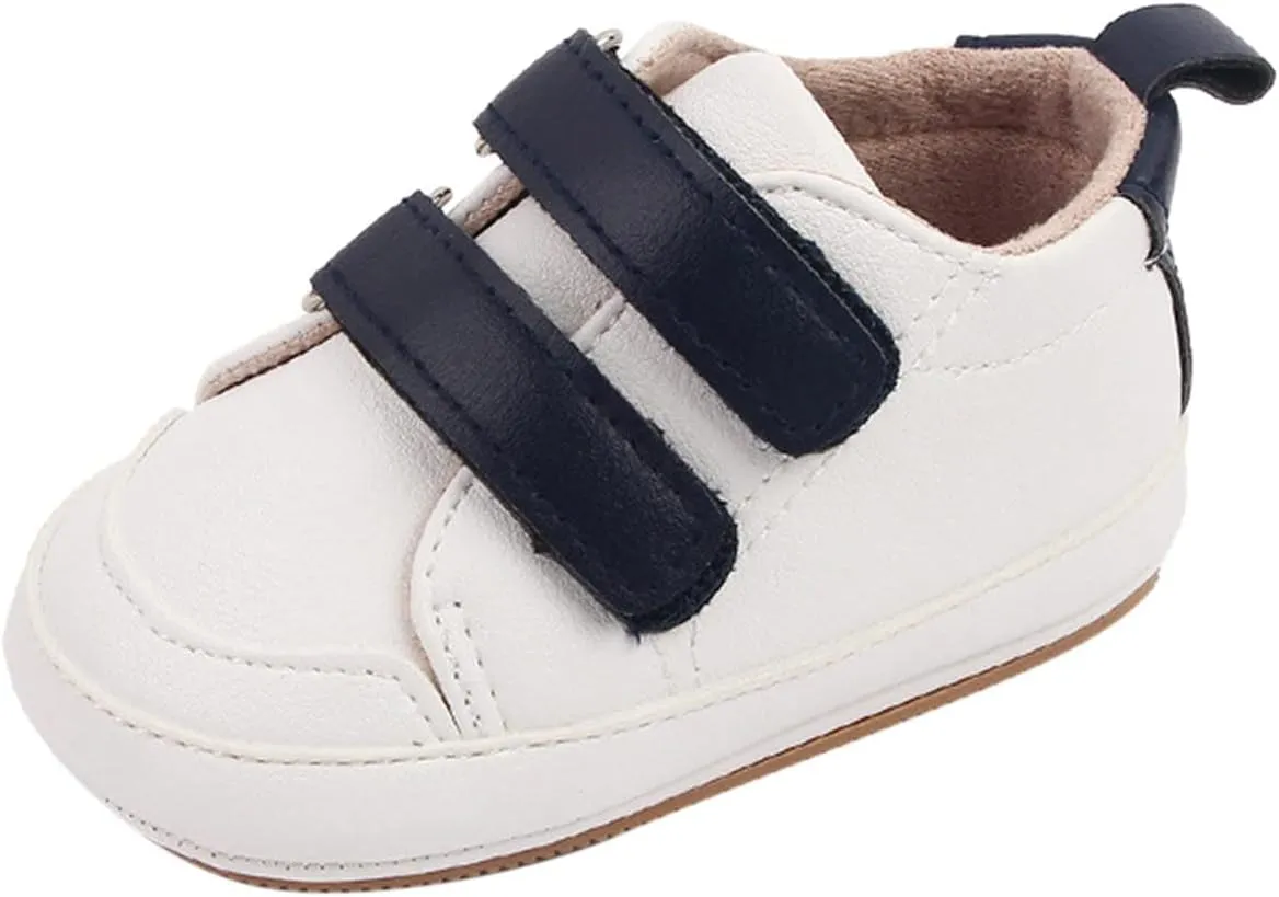 Baby Boys Girls Anti-Slip Sneakers Newborn Toddler Soft Slip On First Walking Leather Shoes for Outdoor Simple Shoes