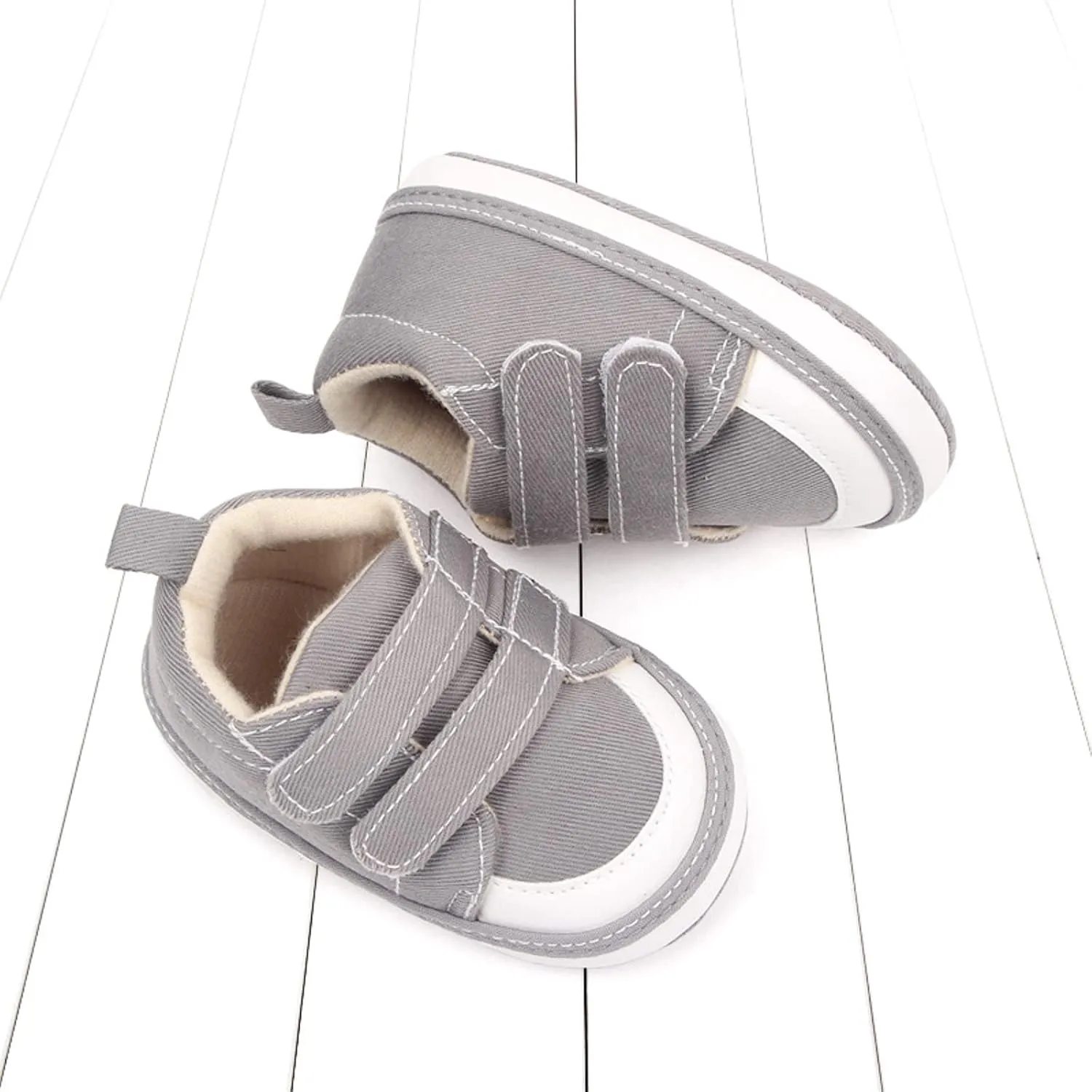 Baby Boys Girls Canvas First Walking Shoes, Infant Newborn Non Slip Soft Sole Comfortable Platform Sport Sneaker
