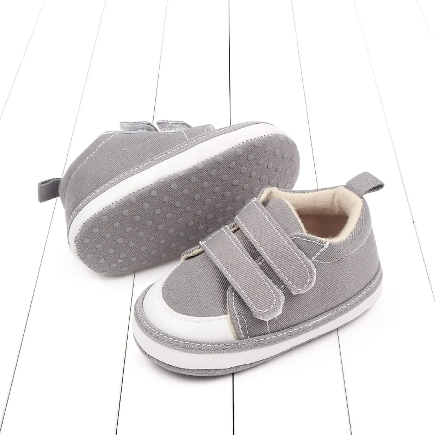 Baby Boys Girls Canvas First Walking Shoes, Infant Newborn Non Slip Soft Sole Comfortable Platform Sport Sneaker