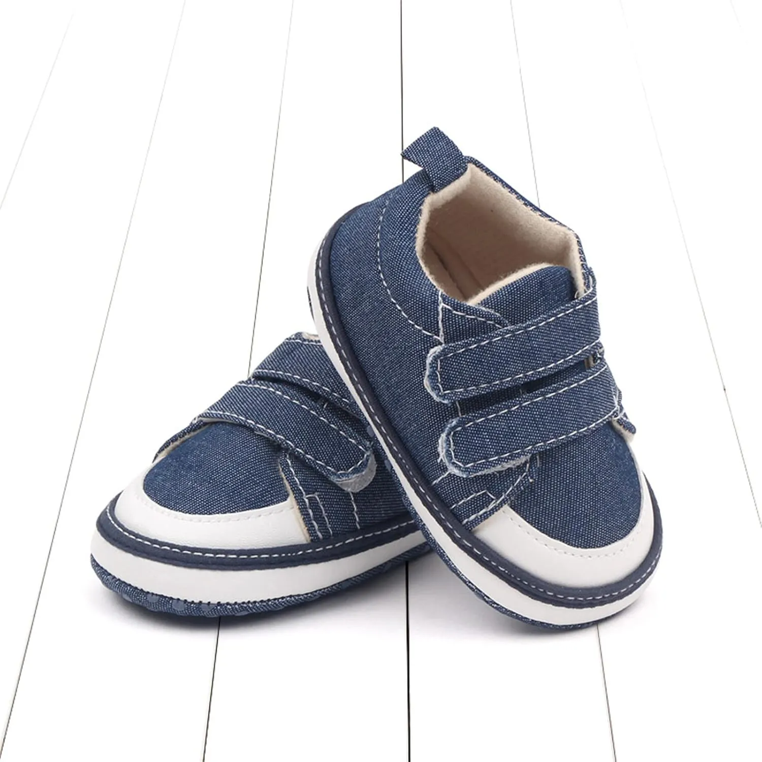 Baby Boys Girls Canvas First Walking Shoes, Newborn Infant Non Slip Soft Sole Comfortable Platform Casual Sneaker