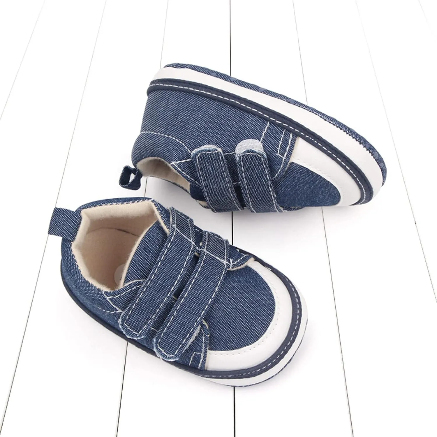 Baby Boys Girls Canvas First Walking Shoes, Newborn Infant Non Slip Soft Sole Comfortable Platform Casual Sneaker