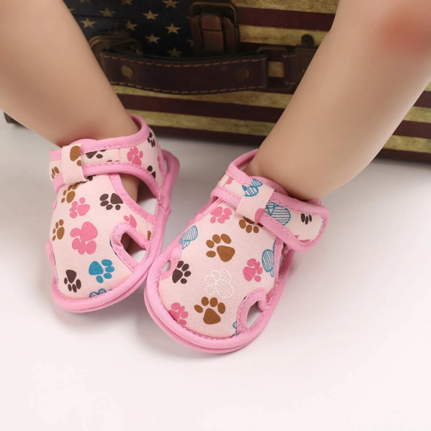 Baby Boys Girls Cartoon &Star Sandals Infant Outdoor Summer Beach Shoes Non Slip Soft Sole Toddler First Walker