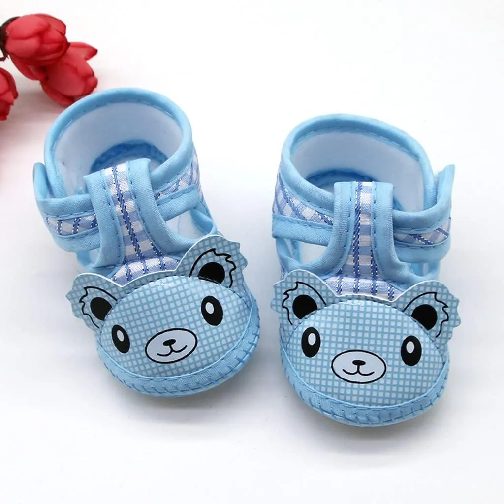 Baby Boys Girls Cartoon Bear Walking Sandals Buckle Anti-Slip Soft Sole Breathable Prewalker Flat Crib Shoes
