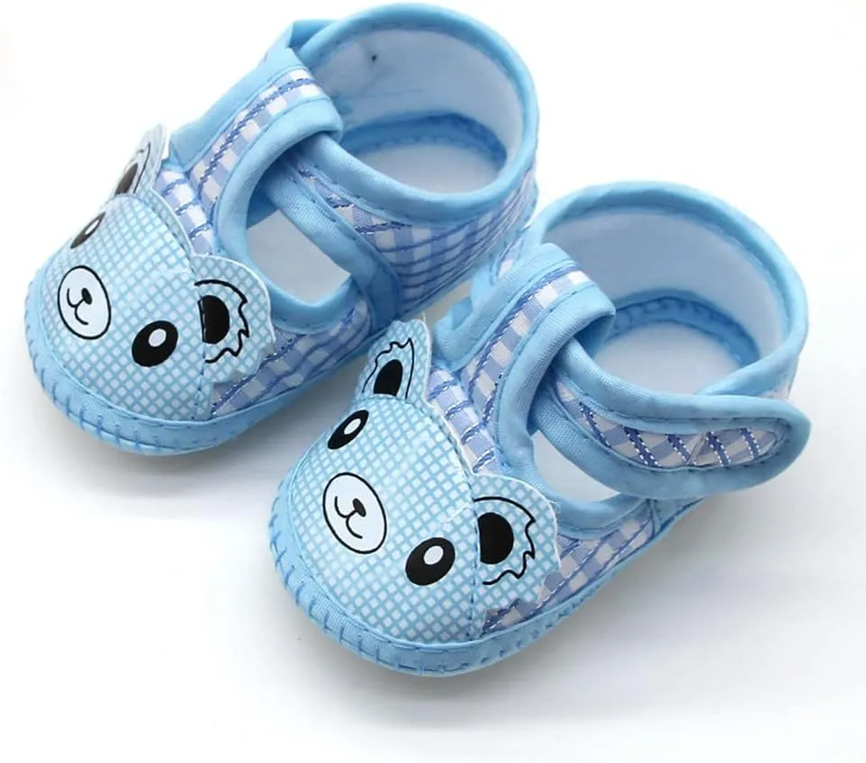 Baby Boys Girls Cartoon Bear Walking Sandals Buckle Anti-Slip Soft Sole Breathable Prewalker Flat Crib Shoes