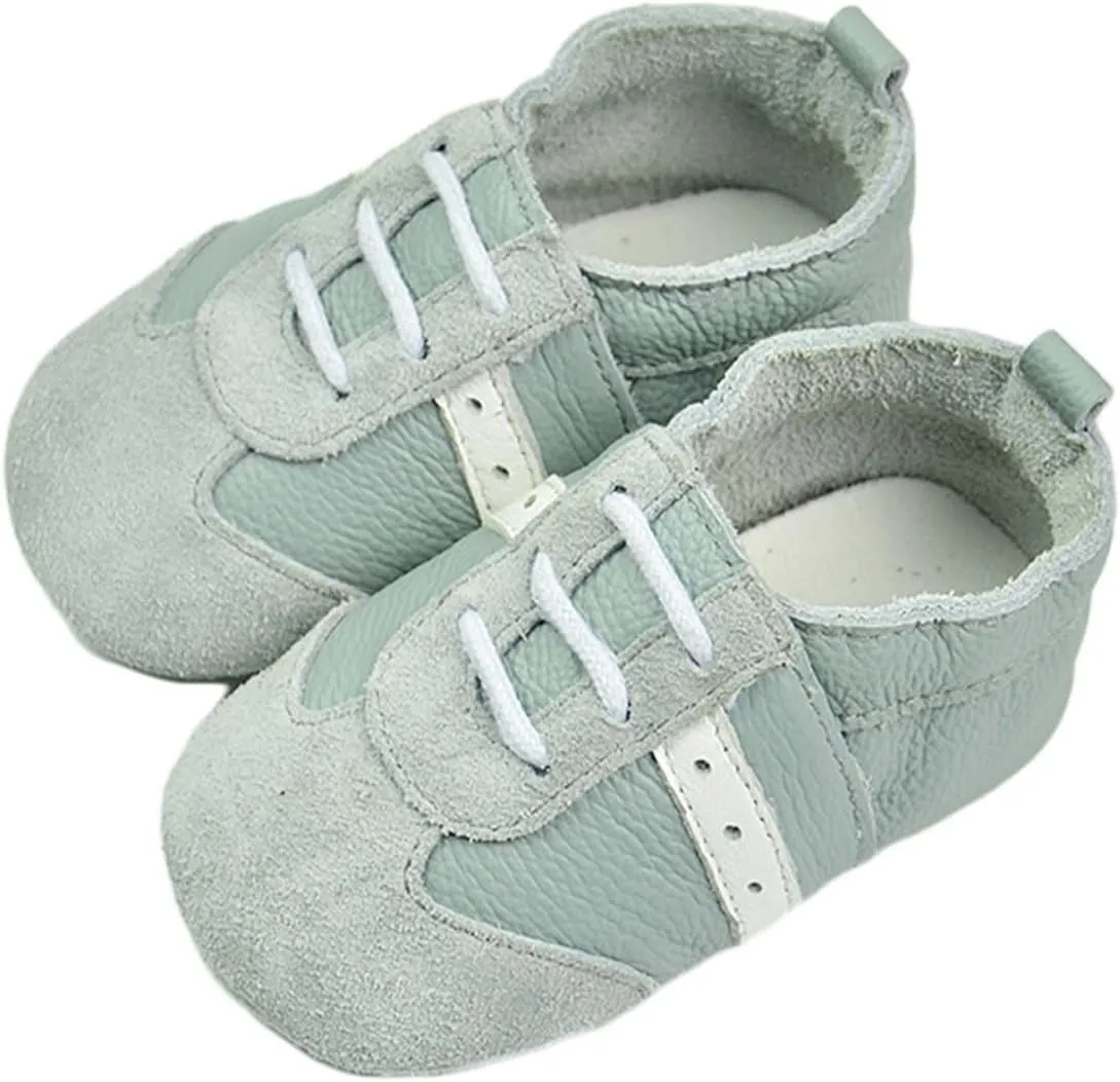 Baby Boys Girls occasin Slippers, Soft Sole Leather Anti-Slip Walking rib Shoes for Infant House Shoes for Boys