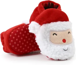 Baby Christmas Shoes Soft Santa Slippers Infanr Cozy Fleece Booties Winter Warm Prewalkers Crib Shoes