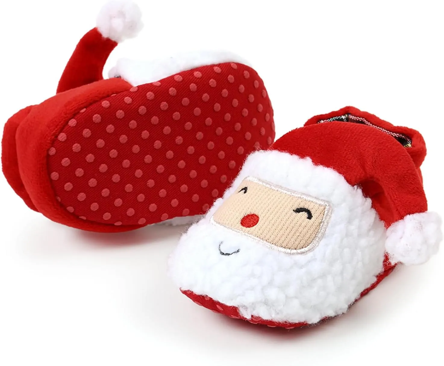 Baby Christmas Shoes Soft Santa Slippers Infanr Cozy Fleece Booties Winter Warm Prewalkers Crib Shoes