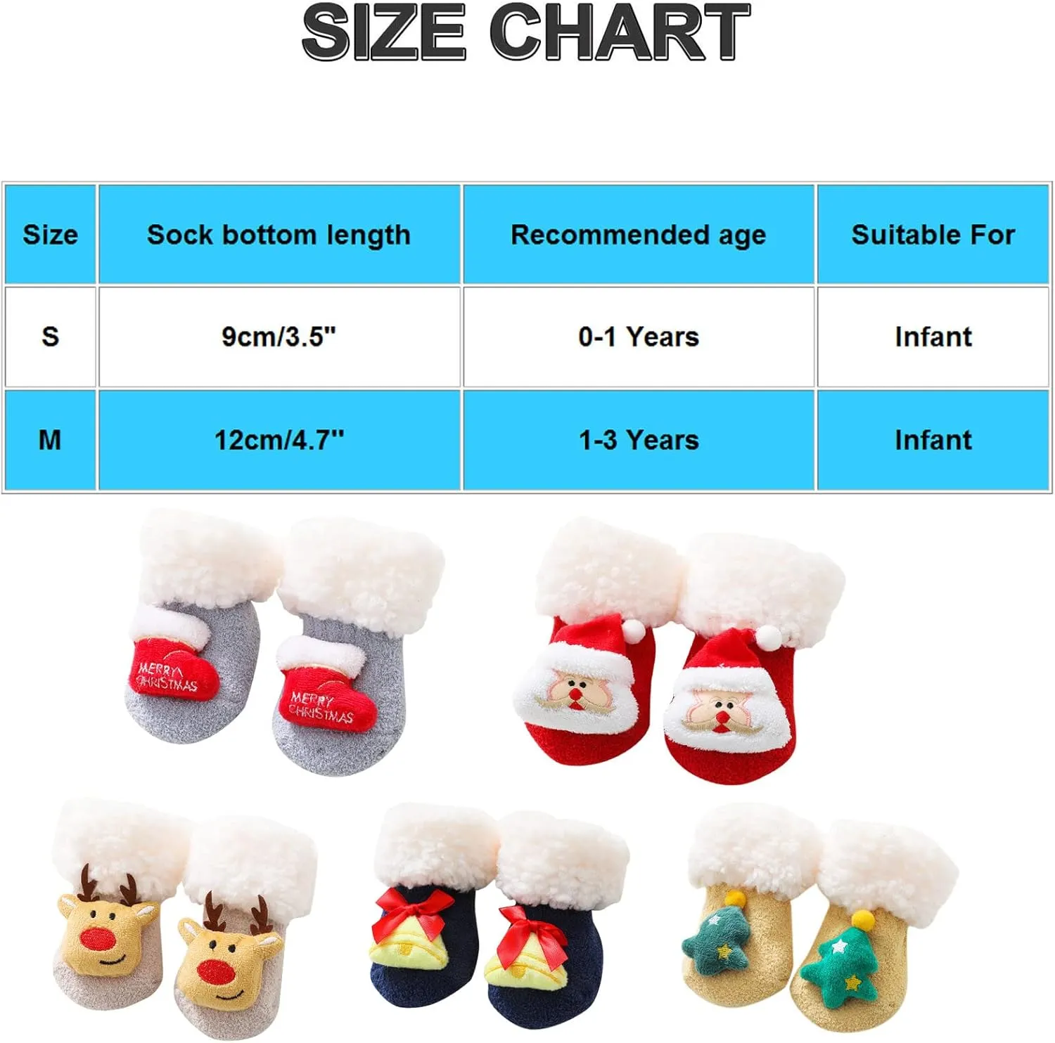 Baby Christmas Socks Shoes Toddler Boys Girls Indoor Slippers Soft Sole Non Slip Princess Socks Floor Socks 6 Months (Navy, 1-3 Years Infant)