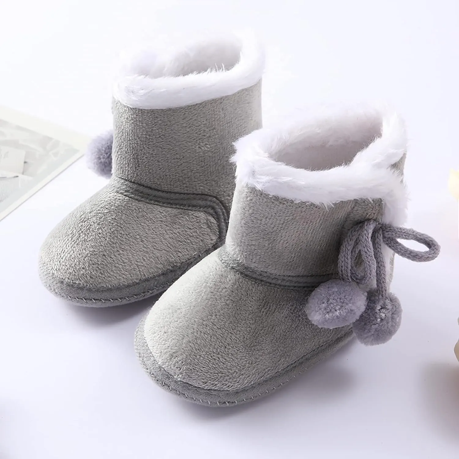 Baby Cozy Fleece Sherpa Booties Newborn Boys Girls Snow Winter Boots Infant Soft Sole Warm Crib Booties Shoes