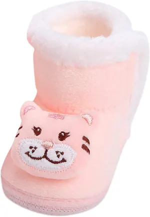 Baby Crib Boots Toddler Fleece Lined Shoes Warm Winter Mid Calf Soft Sole Thicken Cartoon Baby Christmas Shoes