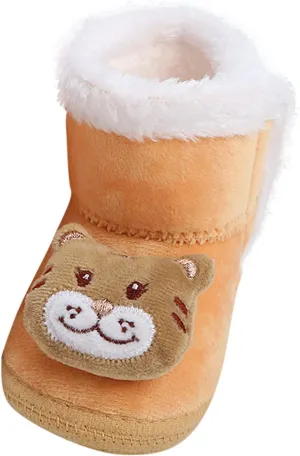 Baby Crib Boots Toddler Fleece Lined Shoes Warm Winter Mid Calf Soft Sole Thicken Cartoon Baby Christmas Shoes