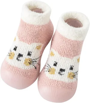 Baby Cute Pattern Socks Shoes Baby Boys Girls First Walking Shoes Cute Cartoon Warm Thickened Shoes Baby Sock Shoes