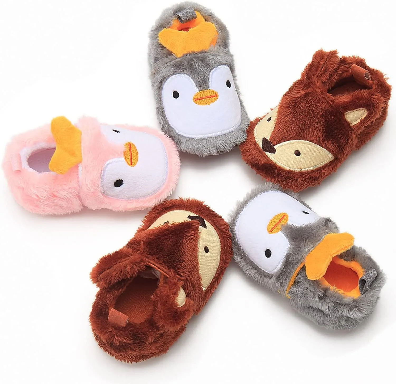 Baby Cute Shape Fuzzy Slippers Girls Boys Furry Soft Sole Non Slip House Slipper Infant Flannel Round Toe Shoes