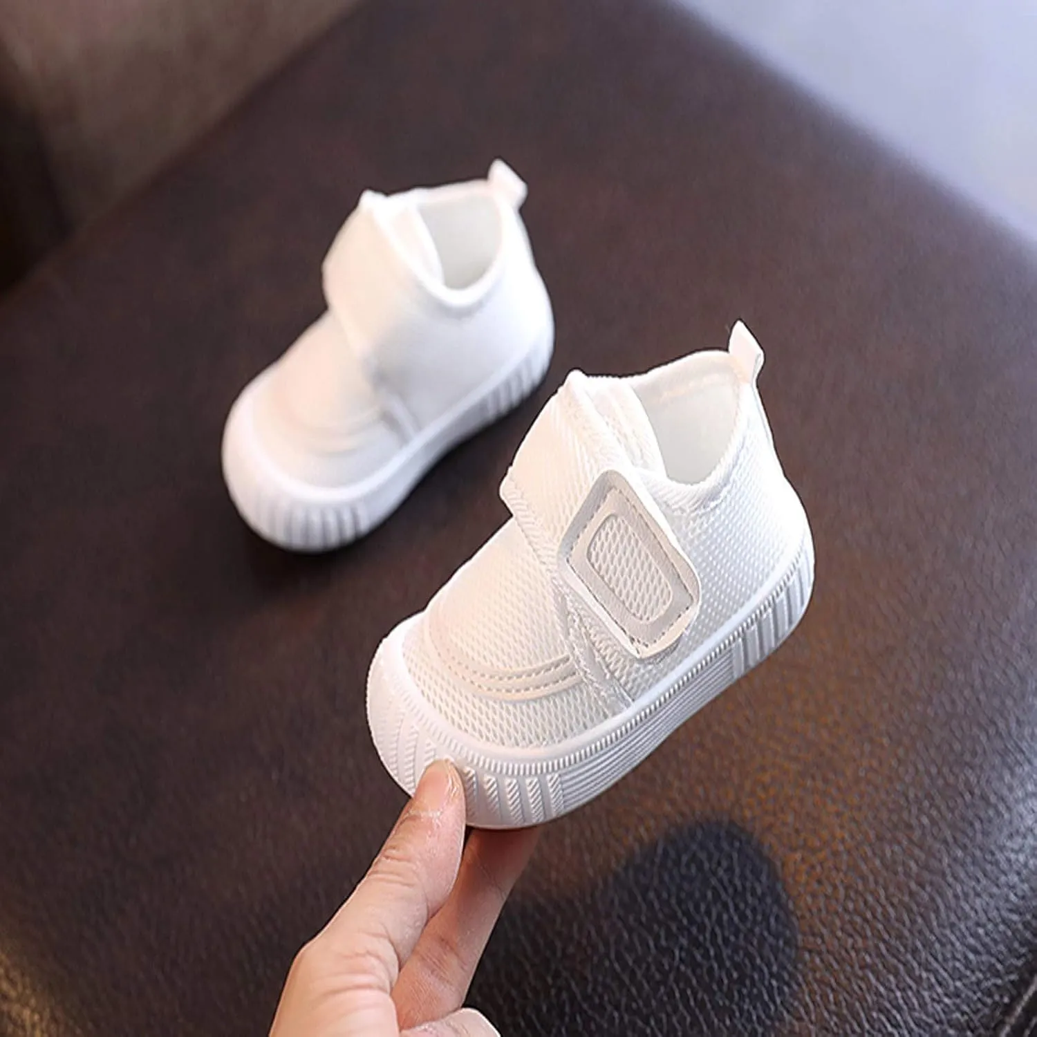 Baby First-Walking Shoes 0-24Months Toddler Infant Boys Girls Soft Sole Non Slip Canvas Mesh Breathable Sneakers (White-02#A, 9-12Months)