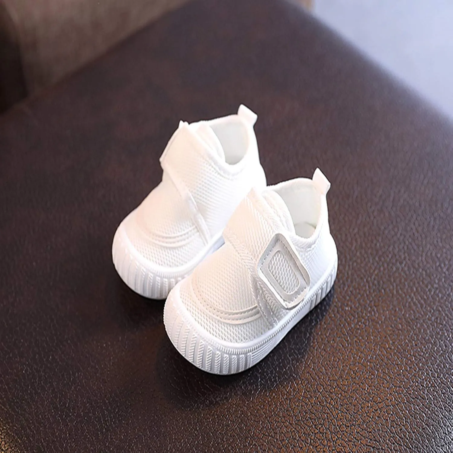 Baby First-Walking Shoes 0-24Months Toddler Infant Boys Girls Soft Sole Non Slip Canvas Mesh Breathable Sneakers (White-02#A, 9-12Months)