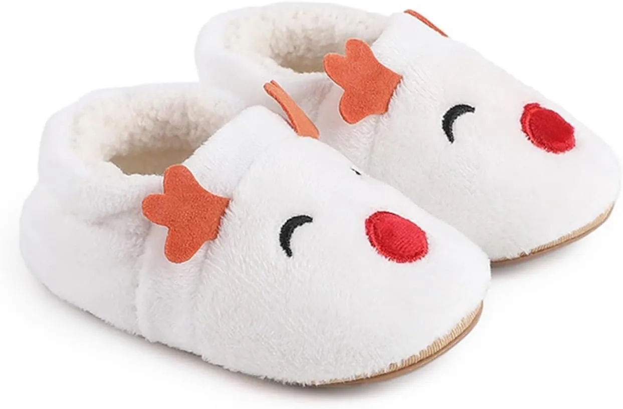 Baby Flat Sole Boots Infant Christmas Booties Soft Baby Santa Winter Warm Fleece Slippers Snow Boots Crib Shoes