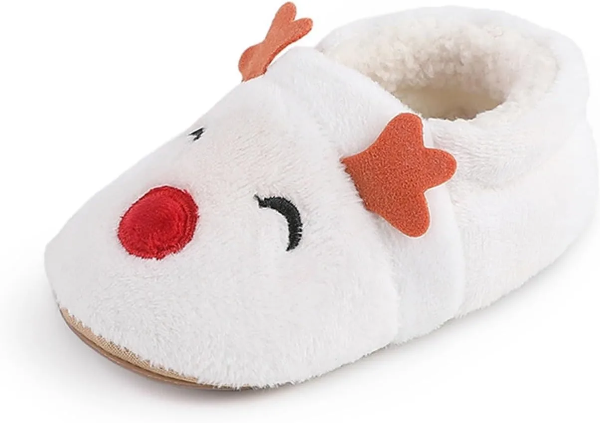 Baby Flat Sole Boots Infant Christmas Booties Soft Baby Santa Winter Warm Fleece Slippers Snow Boots Crib Shoes
