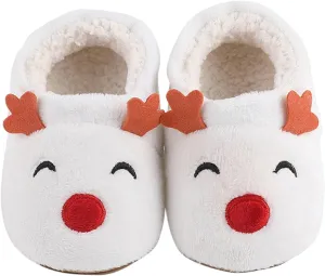 Baby Flat Sole Boots Infant Christmas Booties Soft Baby Santa Winter Warm Fleece Slippers Snow Boots Crib Shoes