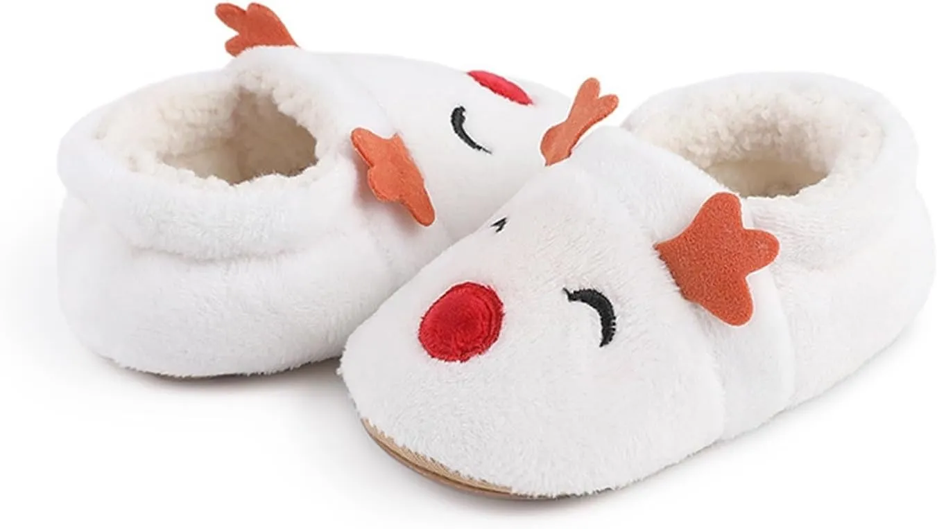 Baby Flat Sole Boots Infant Christmas Booties Soft Baby Santa Winter Warm Fleece Slippers Snow Boots Crib Shoes
