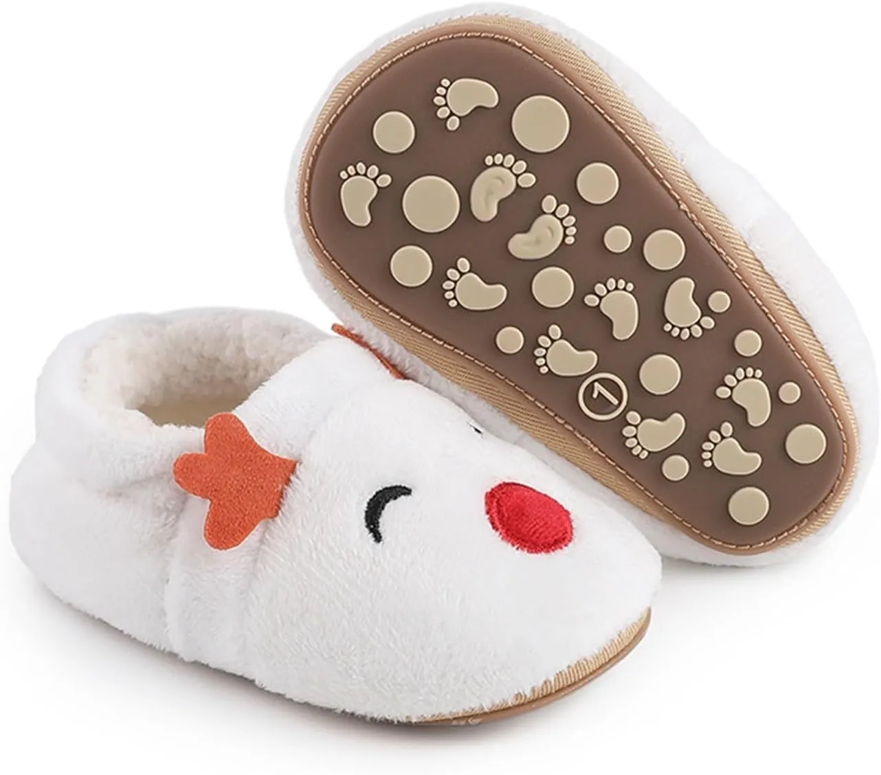 Baby Flat Sole Boots Infant Christmas Booties Soft Baby Santa Winter Warm Fleece Slippers Snow Boots Crib Shoes