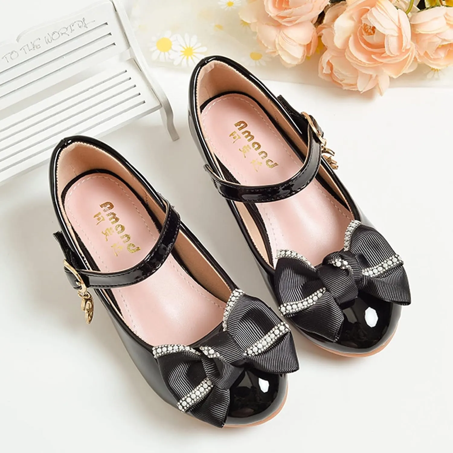 Baby Girl Bowknot Princess Shoes Soft Sole Wedding Mary Jane Shoes Single Shoes Dance Shoes Dress Shoes for Toddlers
