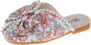 Baby Girl Jelly Sandals Girls Bowknot Slippers Pearl Soft Sole Shoes Floral Toddler Girl Flip Flops Size 11