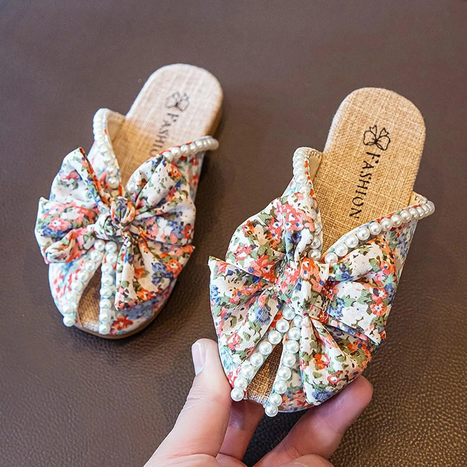 Baby Girl Jelly Sandals Girls Bowknot Slippers Pearl Soft Sole Shoes Floral Toddler Girl Flip Flops Size 11